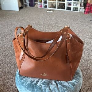 Coach Tan Leather and Suede Shoulder Bag